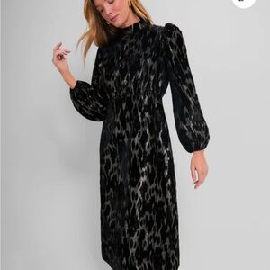 Pomander Place Black and Silver Sheath Dress with Bishop Sleeves